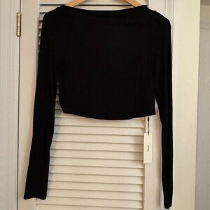Joah Broan Open Back Boatneck Top, Black, Size M/L